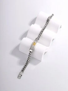 1 件简约金色皇冠不锈钢手链 - 金黃色 - 查看 4