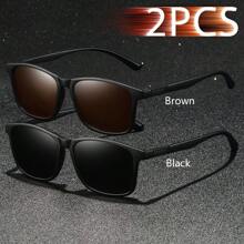 2 件时尚复古格纹图案方形男女通用时尚眼镜奢华品牌设计师时尚眼镜时尚热带海滩度假夏季粉彩矩形眼镜闪亮材质优雅美学度假服装男士太阳镜经典驾驶钓鱼旅行购物户外运动旅游露营登山休闲护目镜复古旅行司机时尚眼镜男女眼镜 - 2ZHF317-2 - 查看 20