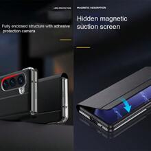 Funda compatible con Samsung Galaxy Z Fold 6/4/3 con soporte: [compatible con carga inalámbrica] Funda de teléfono ligera y delgada para Z Fold 6/Z Fold 4/Z Fold 3 - Funda protectora mate de alta moda, ajuste ceñido a prueba de choques para hombres, mujeres y niñas (negro) - Negro - Ver 5