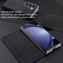 Funda compatible con Samsung Galaxy Z Fold 6/4/3 con soporte: [compatible con carga inalámbrica] Funda de teléfono ligera y delgada para Z Fold 6/Z Fold 4/Z Fold 3 - Funda protectora mate de alta moda, ajuste ceñido a prueba de choques para hombres, mujeres y niñas (negro) - Negro - Ver 8