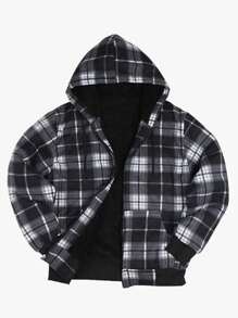 Men's Full Zip Winter Warm Sweatshirt Work Jacket - Black - View 4