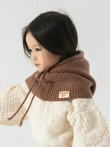 Bộ mũ và khăn quàng cổ trẻ em, mũ len ấm áp cho bé gái bé trai có miếng che tai cho mùa thu đông - Mũ một mảnh dệt kim nhãn CAT - Xem 11