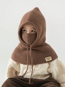 Bộ mũ và khăn quàng cổ trẻ em, mũ len ấm áp cho bé gái bé trai có miếng che tai cho mùa thu đông - Mũ một mảnh dệt kim nhãn CAT - Xem 2