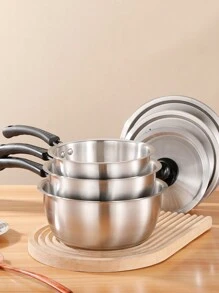 3 Stück Edelstahl Mehrzweck-Kochtöpfe-Set mit Einzelgriff, sortierte Größen für Meeresfrüchte-Kochen