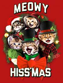 Men's Lost Gods Meowy Hissmas Sweatshirt - Red - View 2