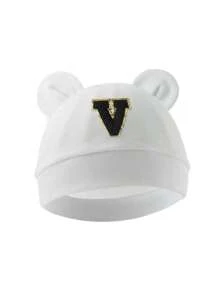 1pc Baby 26 Letter Tire Cap, Soft Cotton Warm, Suitable For Boys And Girls Newborn Daily Life Use. - White - View 8