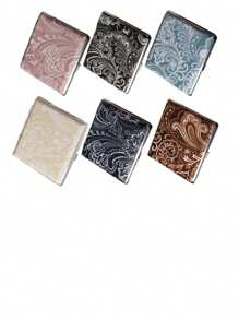 1pc Classic European Pattern Metal Cigarette Case, Large Capacity, Slim, Portable Smoking Box Halloween, Smoking Accessories, Cigarette Pouch, Cigarette Storage, Cigarette Holder Case - Multicolor - View 5