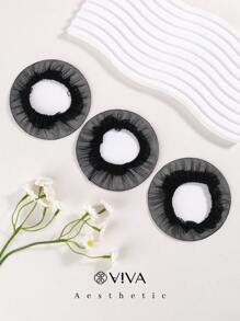 3pcs/Set Black Ordinary Elastic Hair Nets For Dancing, Ballet Bun Cover, Hair Styling Accessories,Ponytail,Hair Ties,Hair Elastics,Hair Rope - Black - View 1