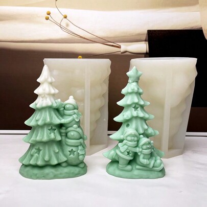 Novos moldes de silicone para bonecos de neve e árvores de Natal, faça você mesmo para velas, artesanato em resina, gesso, cimento e argila de polímero, decoração de Natal
