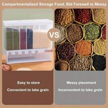 6 In1 Cereal Dispenser Dry Food Dispenser Storage Container Wall Mount Cereal Grain Rice Dispenser 6 Grid Rice Dispenser Food Bucket For Kitchen Home - Variant1 - View 3
