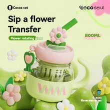 Large Capacity Floral Borosilicate Glass Cup, High Aesthetics, Anti-Scald Tea Infuser Cup For Women - Multicolor - View 1