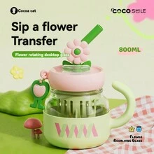 Large Capacity Floral Borosilicate Glass Cup, High Aesthetics, Anti-Scald Tea Infuser Cup For Women - Multicolor - View 4