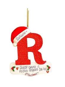 1 pieza Adorno de Navidad de acrílico en forma de letra, Decoración navideña para el árbol de Navidad "Feliz Navidad", Adornos de letra manuscrita del alfabeto de 26 letras para decorar el árbol de Navidad, Regalos de Navidad Feliz Año Nuevo 2025, Navidad - Rojo y blanco - Ver 24