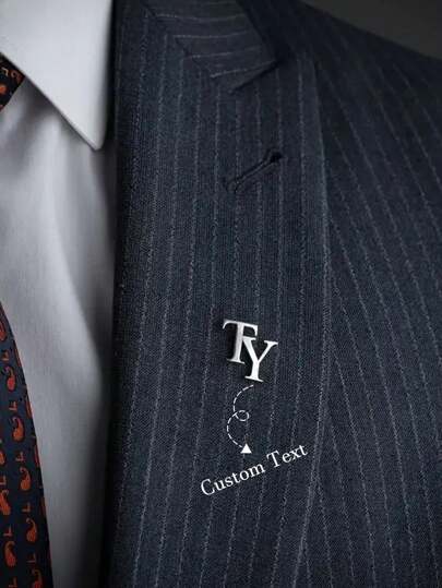 1piece Customized First Letter Brooch, Elegant Double Letter Brooch, Stainless Steel Personalized Letters For Men's Suit Accessories, Minimalist Jewelry Gifts, Colorful, Cute, Adorable, Funny, Kawaii, Y2K, Stylish, Unisex, Casual, Custom, Personalized, Unique, Customized, Ideal Gifts For Him, Ideal Gifts Junior High School Students, Middle School Students, High School Senior,Delicate Romance, Utilitarian Chic