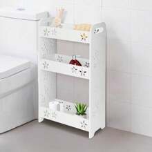 Bathroom Storage 3 Tier Narrow Storage Unit Carved Floating Shower Storage Rack Wall Mount 60x35 X13.5cm Storage Rack Free-Standing Shelves For Bathroom Living Room - White - View 2