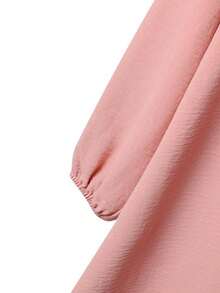 Women's Casual Solid Color Round Neck Top With Loose Fitting Pants, Elegant Two Pieces Set Spring Pink - Pink - View 7