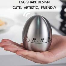 Dụng cụ nhà bếp hoàn hảo, Bộ hẹn giờ luộc trứng bằng thép không gỉ cho nhà bếp - Bộ hẹn giờ đếm ngược cơ học 60 phút, Nhắc nhở thời gian nấu thủ công, Thích hợp để nướng, nướng bánh, Quản lý thời gian - Kim loại, Dụng cụ nhà bếp không cần sạc, Bộ hẹn giờ luộc trứng bằng thép không gỉ cho độ chính xác đo lường tối đa! - Bạc - Xem 4