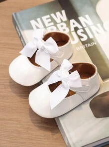 1 Pair Cute Bowknot Princess Style Toddler Girl Prewalker Shoes - White - View 2