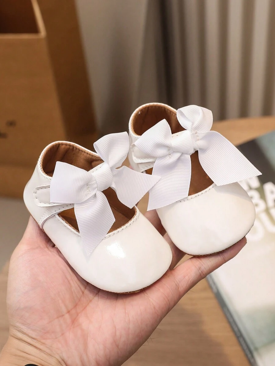 1 Pair Cute Bowknot Princess Style Toddler Girl Prewalker Shoes - White - View 1