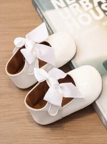 1 Pair Cute Bowknot Princess Style Toddler Girl Prewalker Shoes - White - View 5