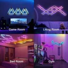 Smart WiFi LED Wall Lights, 16M+ Color Dimmable Gaming Light Works With Alexa And Assistant, Music Sync, DIY And Timer Feature, RGB Light Bars For Gaming Room, Bedroom (9 Pcs,Black) - Black - View 10