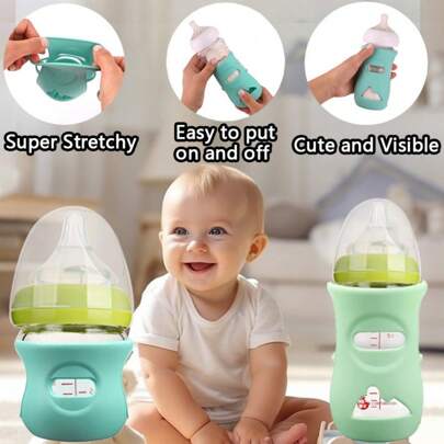 Silicone Sleeves For Natural Glass Baby Bottles, Anti Breakage Baby Bottle Holder, Compatible Baby Bottle,