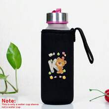 Capa para Garrafa de Água Isolada 550ml Copo de Vidro Universal Portátil Anti Escaldante Corda de Elevação Água Café Leite CháFrio Capa de Copo Isolante Mão a Mão com Elevação Anti Escaldante Canudo Espessado Organizador Externo Viagem Moda Carta Impressa Série