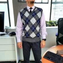 Scottish Vest In Wool Knit With Jacquard Collar