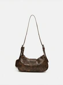 Dedoo 1pc Y2K Gothic Retro Rivet Decor Square Accent Women's Shoulder Bag, Suitable For Daily Outings, Niche Design, Steampunk, Gothic Style, Women's Bag, Cool Girl Street Style, Perfect For Music Festivals, Concerts, Rock Style, Y2K Bag, 2000s Fashion Style, Gothic Punk Style Women Bag - Brown - View 4