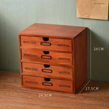 LIVINGANDHOME Living And Home Rustic 5-Drawer Wooden Organizer Box - 13.3cm W x 9.7cm D x 26.5cm H Brown - View 5