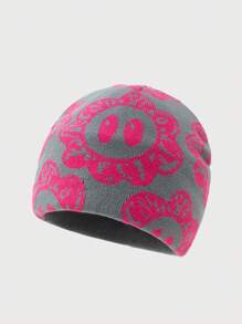 1pc Men's Unique Sunflower Embroidery Beanie Hat, Suitable For Autumn Winter Daily Wear Halloween Fall Outfit - Multicolor - View 5