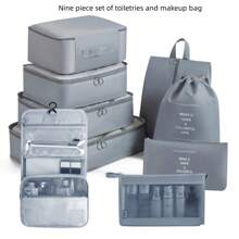 6/7/8/9/10/11pcs Portable Travel Storage Bag Set - Organize Your Clothing, Shoes, And Underwear With Ease - Perfect For Luggage And Suitcase Packing Slogan Graphic Travel Storage Bag Portable With Shoe Toiletry And Laundry Bags School Supplies School Stuff For School For College Dorm Room Decor Bedroom Decor Dorm Essentials For Student Teacher Packing Cubes Clothes Storage Clothes Organizer Travel Bag Set Travel Organizer Set Travel Essentials - Grey - View 10