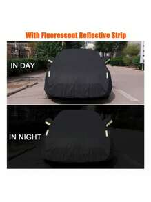 Funda Completa Para Auto Con Rayas Reflectantes,Cubierta Coche Completa Reflectante Protección Solar Imperme,Cubierta Coche Universal  YL  Protección  Solar  480*190*155MM - Negro - Ver 4