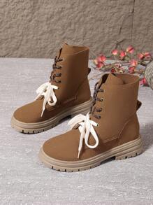 Vintage British Style Chunky Heel Platform  Boots For Women, New Spring/Fall 2024, Versatile & Slimming, Ankle Height