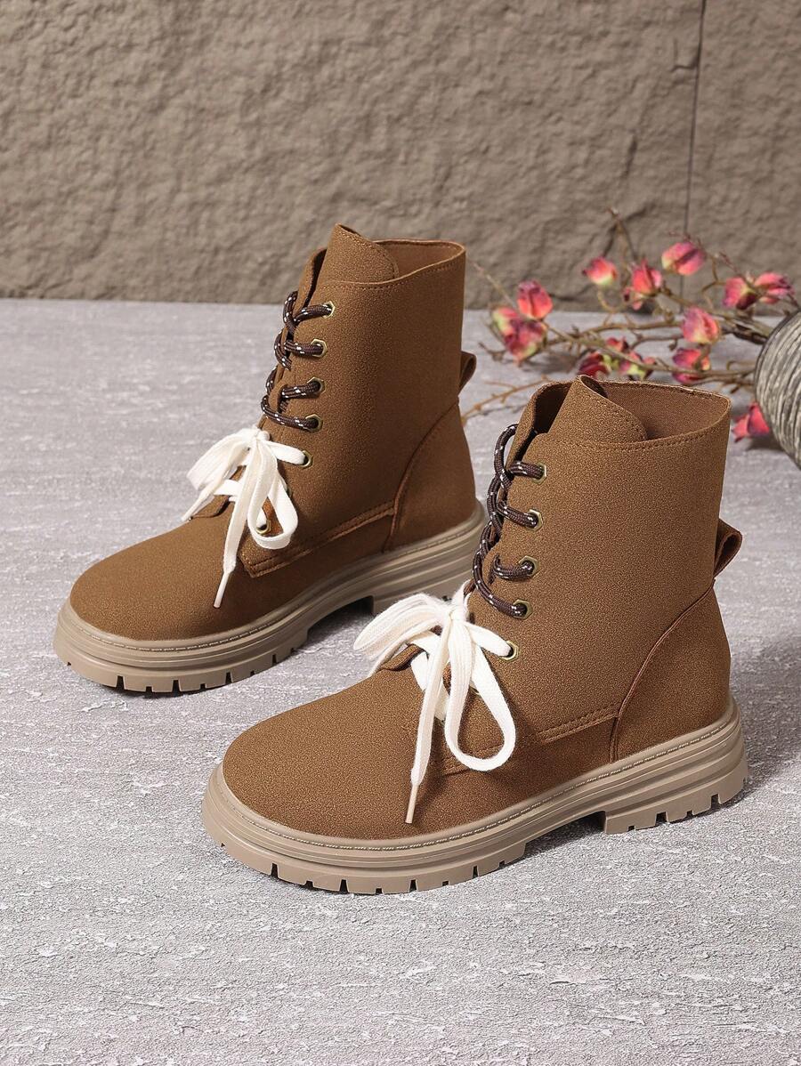 Vintage British Style Chunky Heel Platform  Boots For Women, New Spring/Fall 2024, Versatile & Slimming, Ankle Height