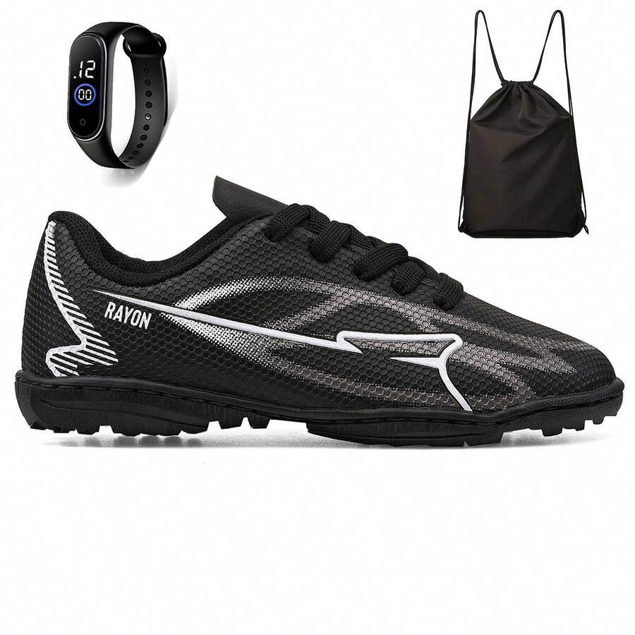 Light Calcados Children's Soccer Cleat Kit For Boys + Backpack + Watch - 黑色 - 查看 1