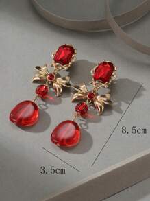 1 Pair Luxury Vintage Elegant Resin Bowknot Clip Earrings For Women, Holiday Birthday Party Wedding Event Accessories Valentines - Colorful - View 11