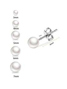 5 Pairs Cute Stainless Steel Hypoallergenic Faux Pearl Stud Earrings Set For Women, Silver Girls Dainty Faux Pearl Cartilage Earrings Gift Jewelr