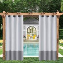 Waterproof Blackout Curtains 2Panels Thick Thermal Insulated Sun Block Indoor/Outdoor Blackout Curtains 52*94in Patio Waterproof Thermal Insulated Sun Blocking Drapes - Light Grey - View 4