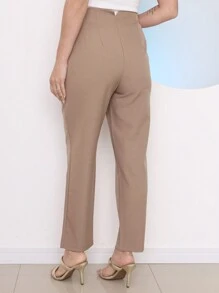 Domi Modas ZR High Waist Tailored Trousers Side Pockets Elegance Premium 8444 - 杏色 - 查看 4