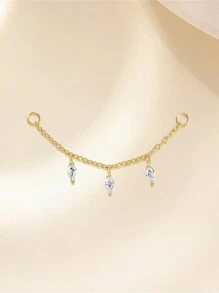 1Pc Asymmetrische Zirkonia Hanger 925 Sterling Zilveren Mini Oorbel Voor Vrouwen Zoete Stijl Geperforeerde Ketting Met Stud Oorbel Geschikt Voor Bruiloft Bruidssieraden