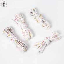 1 Cặp Dây Giày Chấm Bi Cầu Vồng Được Thiết Kế Riêng & 1 Cặp Dây Giày Pom-Pom Hoa Nhiều Màu - Thắt lưng tròn bóng tóc màu đỏ kẹo ngọt - Xem 3