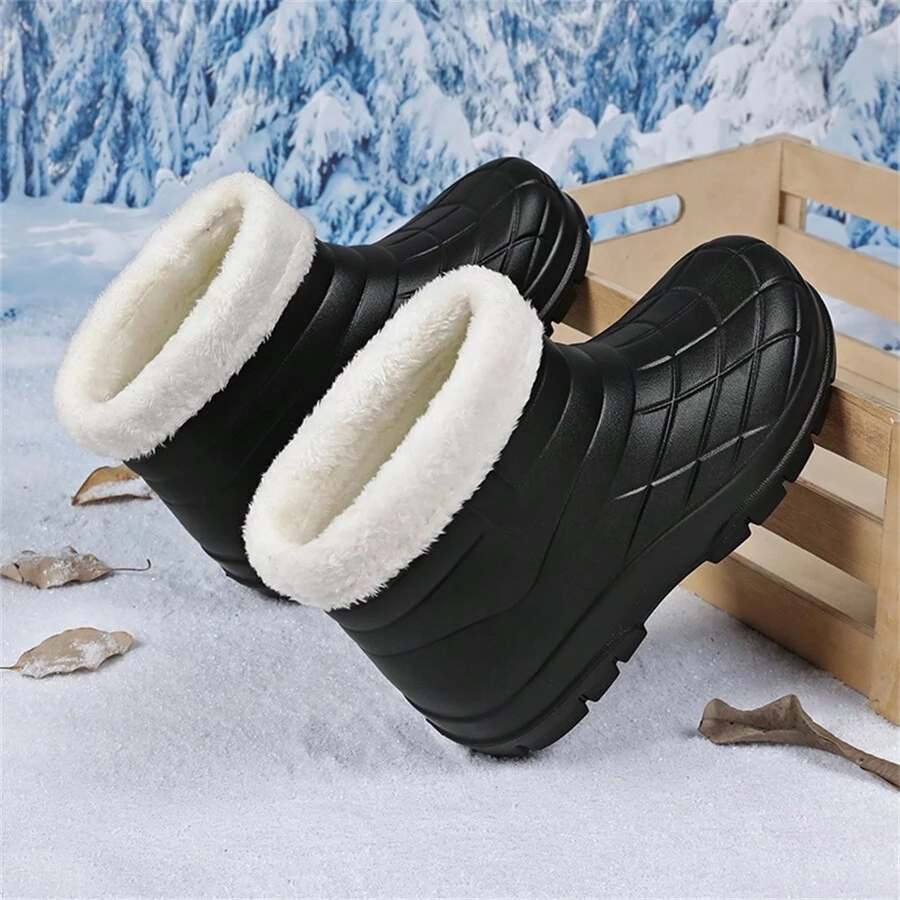 New Autumn/Winter Unisex High-Top Rainboots, Chef Shoes, Work Shoes, Medical Shoes, Plus Size Men/Women Shoes, Thermal Lined, Waterproof, Non-Slip, Ideal With Corset Wear-Resistant, Lightweight, Comfortable - Black - View 1