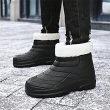 New Autumn/Winter Unisex High-Top Rainboots, Chef Shoes, Work Shoes, Medical Shoes, Plus Size Men/Women Shoes, Thermal Lined, Waterproof, Non-Slip, Ideal With Corset Wear-Resistant, Lightweight, Comfortable - Black - View 5