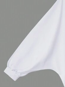 Long Sleeve Shirt Women Casual Autumn Winter White Batwing Sleeve Button Front Top