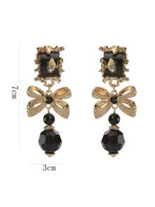 1 Pair Luxury Vintage Elegant Resin Bowknot Clip Earrings For Women, Holiday Birthday Party Wedding Event Accessories Valentines - Colorful - View 12