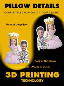 Customized Photo Pillow, Personalized Shaped Throw Pillow, Funny Couple Gift, Cartoon Photo Pillow, Flower & Heart Decorative Pillow, Can Add Text, Birthday Gift For Boyfriend, Pet Memorial Gift, 3D Shaped Cutout - knight and princess - View 5