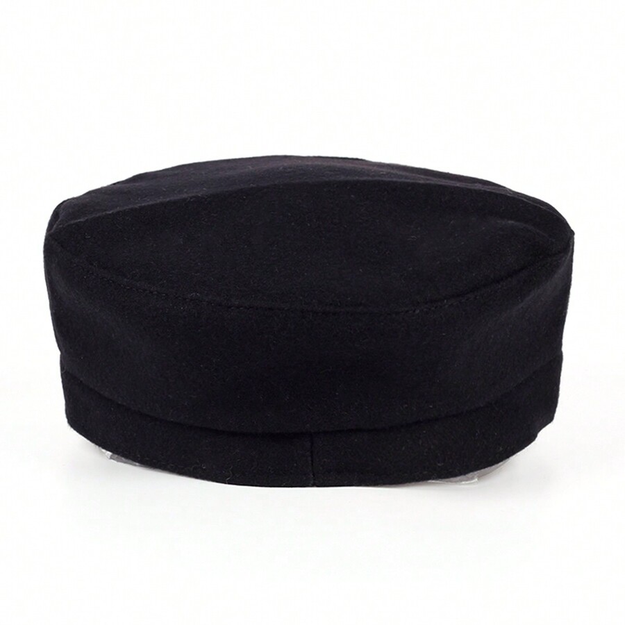 1pc Women Rivet Chain Sailor Cap Beret Hat, Street Chic Casual Flat Top Hat For Outdoor Travel