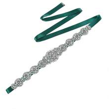 1 pieza Cinturón de boda, cinturón de strass de plata y perlas falsas hecho a mano, accesorio de vestido de noche, accesorio europeo y nupcial. Accesorios del Día de San Valentín - cinturón de boda de diamantes - Ver 15