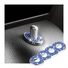 4pcs Car Door Lock Rhinestone Decorative Stickers - Universal Shiny Door Bolt Covers For Auto Interior - one-size - View 4